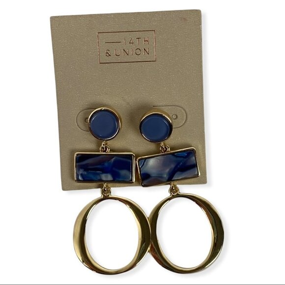 NWT Nordstrom‎ Set of Two Earrings Hoop Studs Stone Dangle Drop Geometric New - Picture 4 of 7